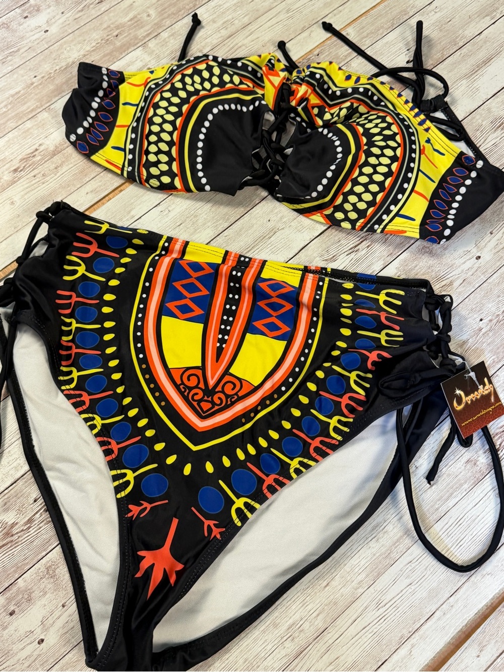 New Vibrant African Print Two-Piece Bikini Set - Picture 6 of 12